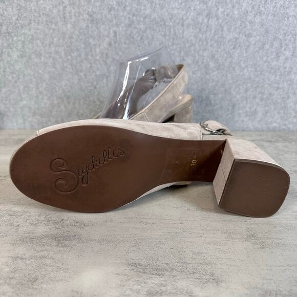 Seychelles Playwright II Heeled Sandal Womens US 10 Leather Peep Toe Slingback - Picture 6 of 7